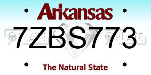7ZBS773 Arkansas License Plate
