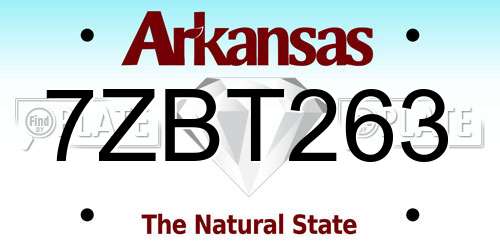 7ZBT263 Arkansas License Plate