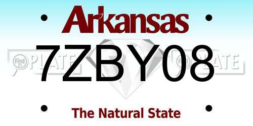 7ZBY08 Arkansas License Plate