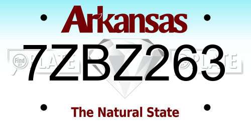 7ZBZ263 Arkansas License Plate
