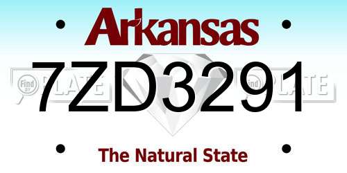 7ZD3291 Arkansas License Plate