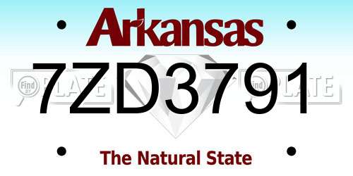7ZD3791 Arkansas License Plate