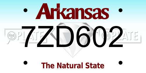 7ZD602 Arkansas License Plate