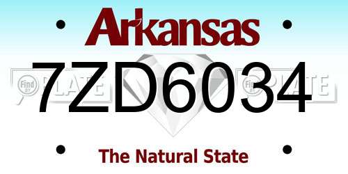 7ZD6034 Arkansas License Plate