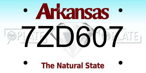 7ZD607 Arkansas License Plate