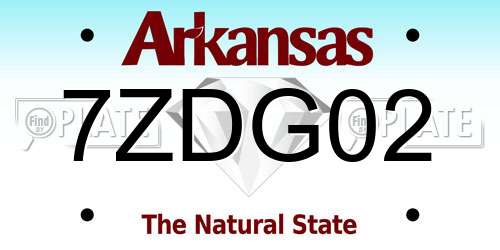 7ZDG02 Arkansas License Plate