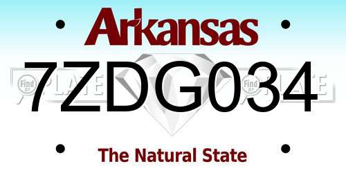 7ZDG034 Arkansas License Plate