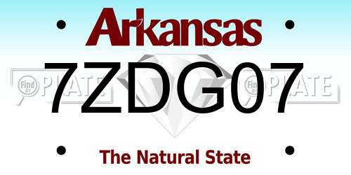 7ZDG07 Arkansas License Plate