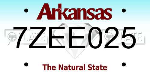 7ZEE025 Arkansas License Plate