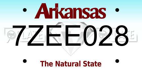 7ZEE028 Arkansas License Plate