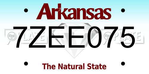7ZEE075 Arkansas License Plate