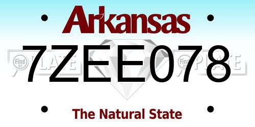 7ZEE078 Arkansas License Plate