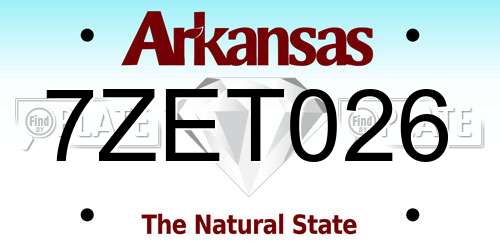7ZET026 Arkansas License Plate