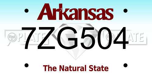 7ZG504 Arkansas License Plate