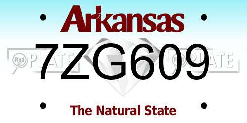 7ZG609 Arkansas License Plate