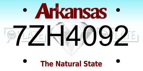 7ZH4092 Arkansas License Plate