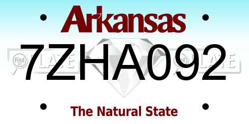 7ZHA092 Arkansas License Plate
