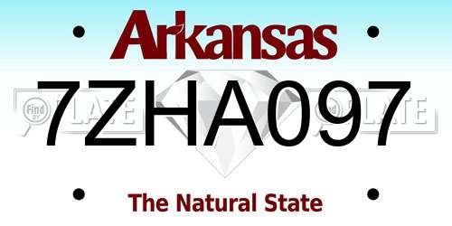 7ZHA097 Arkansas License Plate