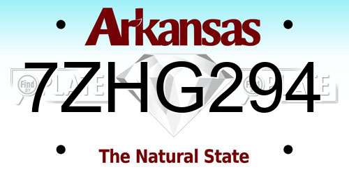 7ZHG294 Arkansas License Plate