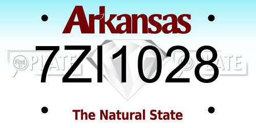 7ZI1028 Arkansas License Plate