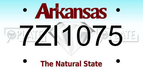 7ZI1075 Arkansas License Plate