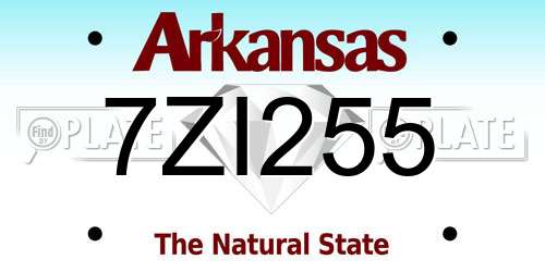 7ZI255 Arkansas License Plate