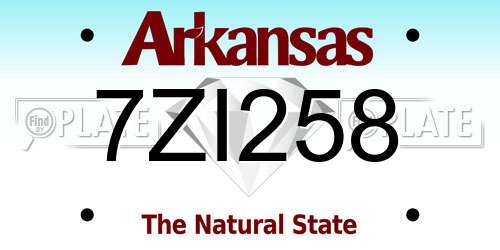 7ZI258 Arkansas License Plate