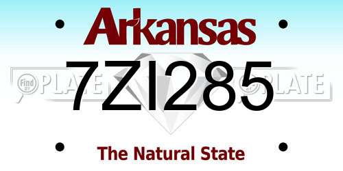 7ZI285 Arkansas License Plate