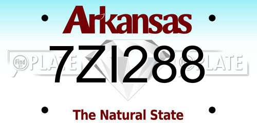 7ZI288 Arkansas License Plate