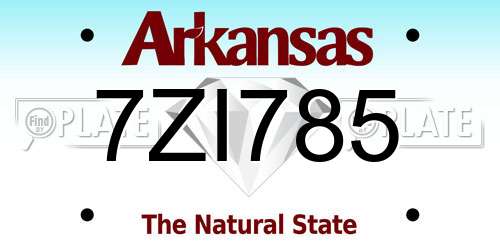 7ZI785 Arkansas License Plate