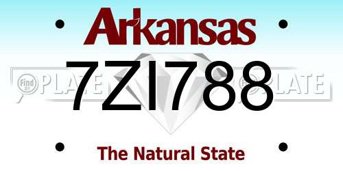 7ZI788 Arkansas License Plate