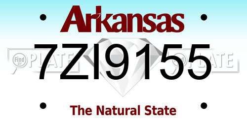 7ZI9155 Arkansas License Plate