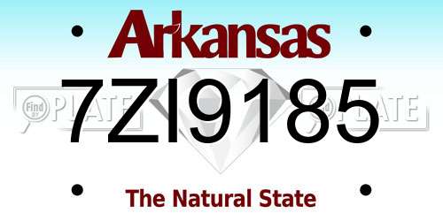 7ZI9185 Arkansas License Plate