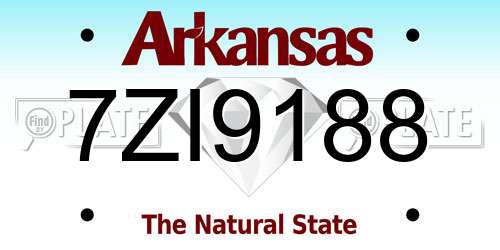 7ZI9188 Arkansas License Plate