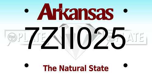 7ZII025 Arkansas License Plate