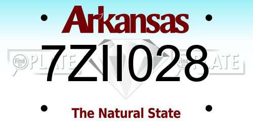 7ZII028 Arkansas License Plate