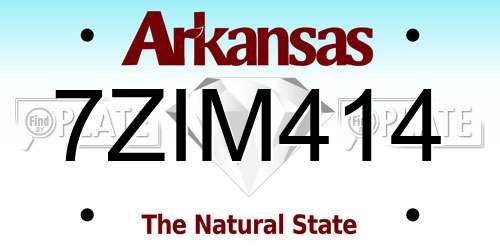 7ZIM414 Arkansas License Plate