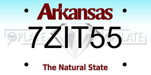 7ZIT55 Arkansas License Plate