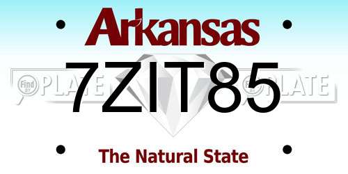 7ZIT85 Arkansas License Plate