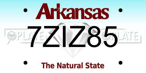 7ZIZ85 Arkansas License Plate