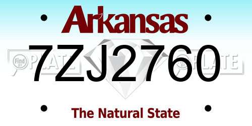 7ZJ2760 Arkansas License Plate