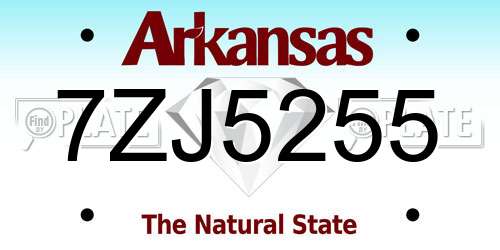 7ZJ5255 Arkansas License Plate