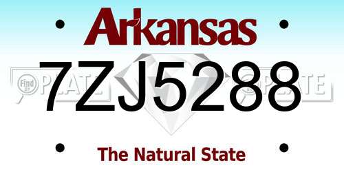 7ZJ5288 Arkansas License Plate
