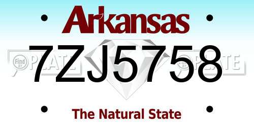 7ZJ5758 Arkansas License Plate