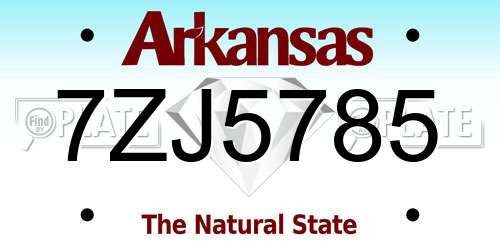 7ZJ5785 Arkansas License Plate