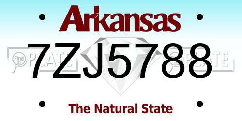7ZJ5788 Arkansas License Plate