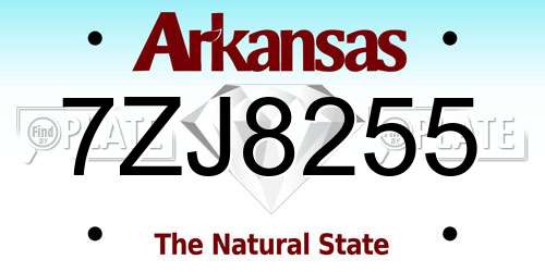 7ZJ8255 Arkansas License Plate