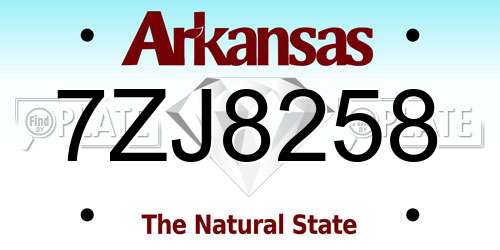 7ZJ8258 Arkansas License Plate