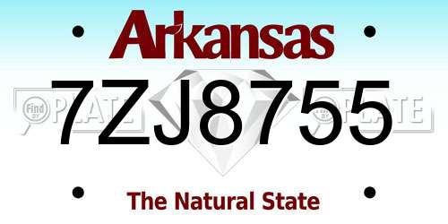 7ZJ8755 Arkansas License Plate