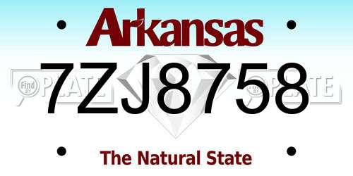 7ZJ8758 Arkansas License Plate